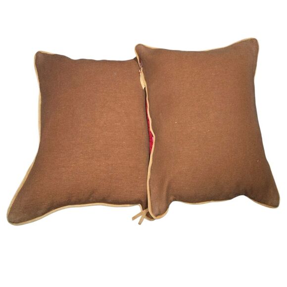 Anthropologie Francesco Set of 2 Multicolored Embroidered Pillows 20"X14"X6" - Picture 5 of 11